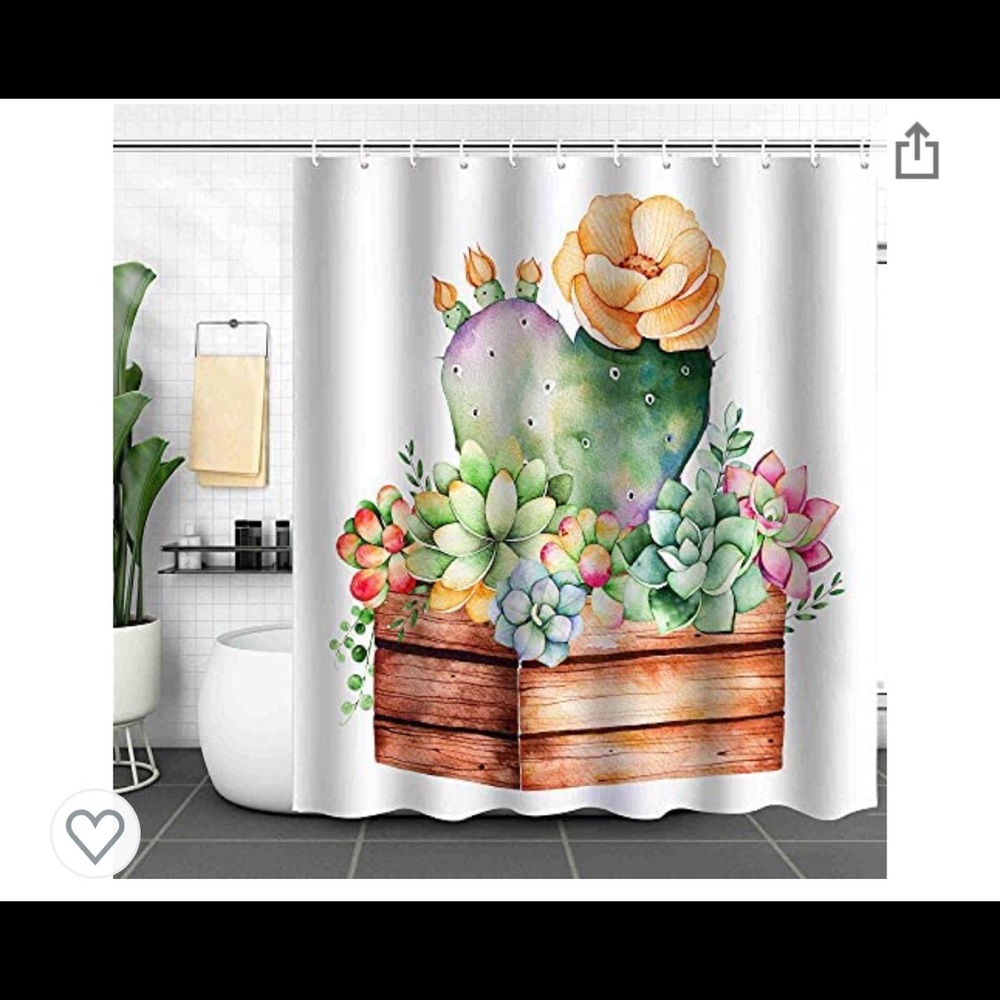 JFONG Pretty Cactus Shower Curtain Waterproof.
